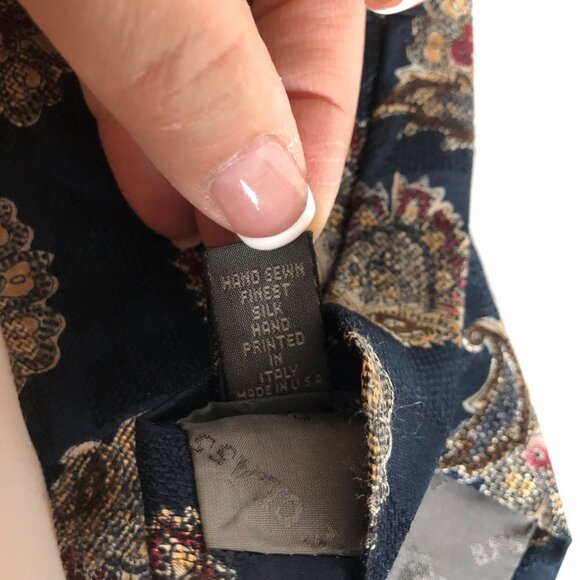 Robert Talbott Best Of Class Nordstrom Silk Tie Navy Paisley Mens Necktie Office - Picture 5 of 7